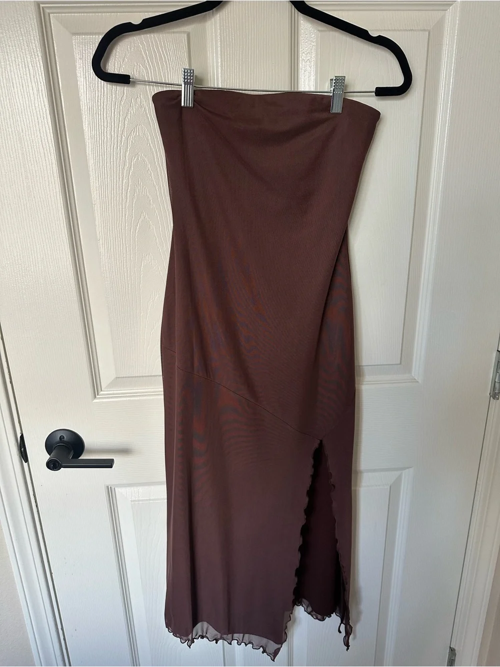 Urban Outfitters Brown Strapless Midi Skirt with Side Slit